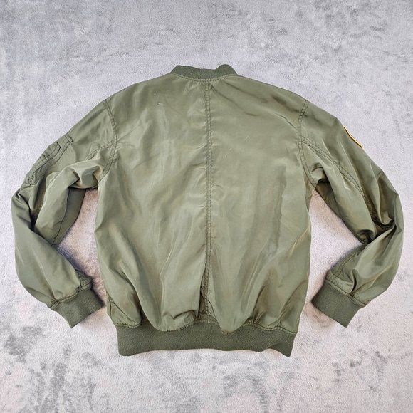 H&M Jacket Girl's 10-12Y Green Skateboard Brooklyn NYC Skaters Full Zip Patches - Picture 2 of 12